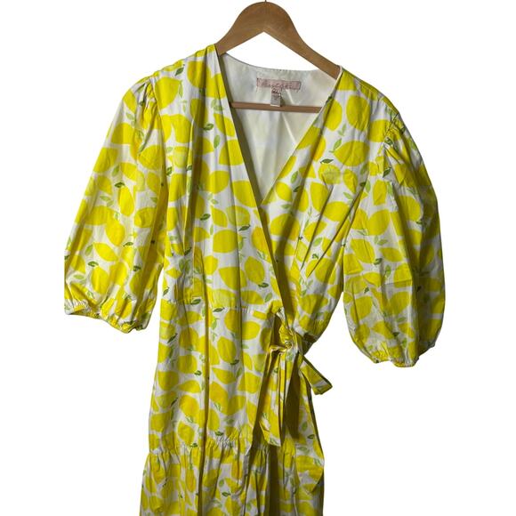 Anthropologie Hutch Midi Dress Women 2X Yellow White Lemons Cottagecore Festival - Picture 5 of 11